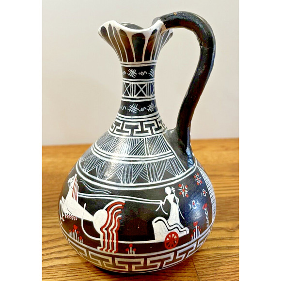 Pair of Unique Greek Vintage Vase Made by Vera G No. 5 & No. 20 Ceramic Handmade - Picture 5 of 11